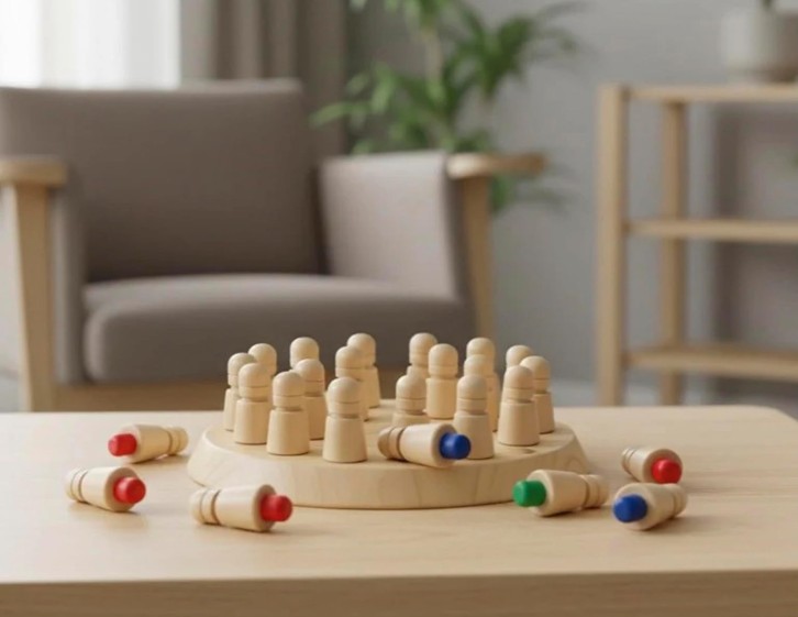 Detail der Texturen auf den Holzstücken Memo Colors